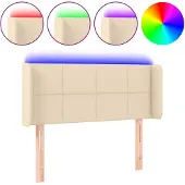 vidaXL Hoofdbord LED 83x16x78/88 cm stof crèmekleurig