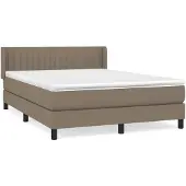 vidaXL Boxspring met matras stof taupe 140x190 cm