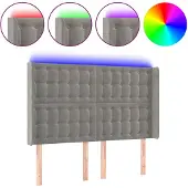 vidaXL Hoofdbord LED 147x16x118/128 cm fluweel lichtgrijs