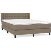 vidaXL Boxspring met matras stof taupe 140x190 cm