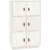 vidaXL Hoge kast 67x40x108,5 cm massief grenenhout wit