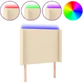 vidaXL Hoofdbord LED 103x16x118/128 cm stof crèmekleurig