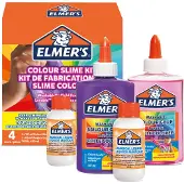 ELMER'S kleurslijmpakket | slijmmaterialen bevatten uitwasbare kleur-PVA-lijm | diverse kleuren | met tovervloeistof slijmactivator | 4-delig slime pakket