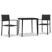 vidaXL 3-delige Tuinset zwart