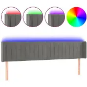 vidaXL Hoofdbord LED 163x16x78/88 cm fluweel donkergrijs