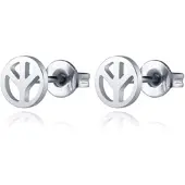 Cilla Jewels Zilverkleurige Dames Oorknoppen Peace Teken Edelstaal