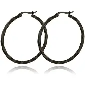 Cilla Jewels Dames Oorbellen Ringen Zwart Gedraaid Edelstaal - 40mm