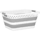 Springos Wasmand - Opvouwbare Wasmand - 24L - Grijs/Wit