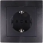 Benson Stijlvolle inbouw wandcontactdoos met randaarde - zwart - 81 x 81 x 40 mm