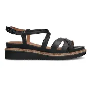No Stress Zwarte leren sandalen met bandjes | Maat 39