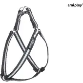 Amiplay Harnas verstelbaar Shine zwart maat-XL / 50-95x2,5cm