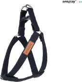 Amiplay Harnas verstelbaar Cotton zwart maat-L / 40-75x2,5cm