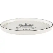 Clayre & Eef Zeepbakje 15*10*2 cm Wit Porselein Ovaal Kroon Paris