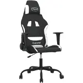 vidaXL Gamingstoel met massagefunctie, zwart en wit, met stoffen bekleding