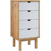 vidaXL Ladekast OTTA 45x39x90 cm massief grenenhout bruin en wit