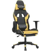 vidaXL Gamestoel met voetensteun kunstleer zwart en goudkleurig