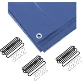 Benson Afdekzeil / dekzeil blauw 3 x 5 meter met 15x spanrubbers en S-haken - Afdekzeilen