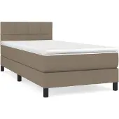 vidaXL Boxspring met matras stof taupe 100x200 cm