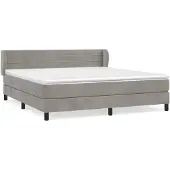 vidaXL Boxspring met matras fluweel lichtgrijs 160x200 cm