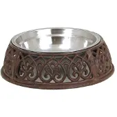 Clayre & Eef Voerbak Hond Ø 27x8 cm / 800 ml Bruin Ijzer Rond Voerbak Kat Bruin Voerbak Kat