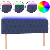vidaXL Hoofdbord LED 144x7x78/88 cm stof blauw