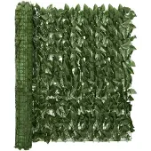vidaXL Balkonscherm met donkergroene bladeren 600x100 cm