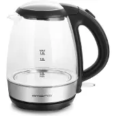 Emerio WK-125145 Waterkoker Snoerloos Aantal/Volume: 1.2 l Glas, Zwart, Zilver