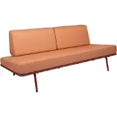 Weltevree | Sofabed | Ligbed Tuin, Zonnebed, Loungebed Buiten Loungebank | Tuinmeubel | Waterdicht | Max, 250 Kg | Oranje Kussens & Rood Frame