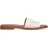 Manfield Witte gevlochten leren slippers | Maat 39