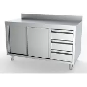 CombiSteel 700 WERKTAFEL SCHUIFDEUREN LADEN RECHTS MET RAND | 7333.0272