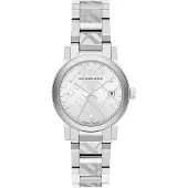 Burberry BU9144 Zilveren Ruit Gestempeld Wijzerplaat Vrouwenhorloge