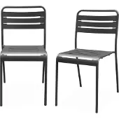 Sweeek Set van 2 stalen tuinstoelen, 2 zittingen, antraciet, Amelia, B44 x D52 x H79cm