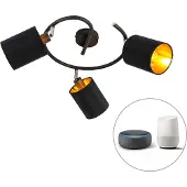 QAZQA Smart moderne plafondlamp zwart incl. 3 WiFi B35 - Lofty