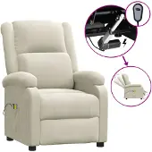 vidaXL Massagestoel elektrisch fluweel crèmekleurig