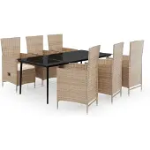 vidaXL 7-delige Tuinset met kussens beige