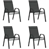 vidaXL Tuinstoelen stapelbaar 4 st textileen stof zwart