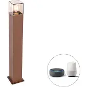 QAZQA Smart staande buitenlamp roestbruin 70 cm incl. Wifi P45 - Denmark