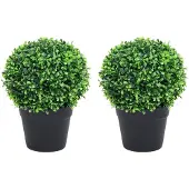 vidaXL Kunstplanten met pot 2 st buxus bolvorming 37 cm groen