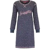 Irresistible Dames Nachthemd - 100% Katoen - Donker Blauw - Maat L