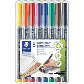 Staedtler Lumocolor 317 Overheadmarker 97% Gerecycled Medium Ronde punt 1 mm Kleurenassortiment Navulbaar 8 Stuks