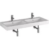 Geberit Icon wastafel 120x48.5x16cm 2 wasbakken 1 kraangat Midden met overloopgat Keramiek Wit glans 124120000