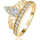LGT JWLS Dames Ring Verguld met Kroon en Zirkonia Stenen-19mm
