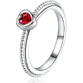 LGT JWLS Dames Ring Verzilverd met Rood Hart van Zirkonia-18mm