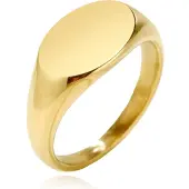Cilla Jewels Goudkleurige Ovale Dames Zegelring van Edelstaal Verguld-19mm