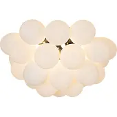 QAZQA Art deco plafondlamp zwart met opaal glas 6-lichts - Uvas