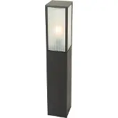 QAZQA Staande buitenlamp zwart met ribbel glas 80 cm IP44 - Charlois
