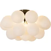 QAZQA Art deco plafondlamp zwart met opaal glas 4-lichts - Uvas