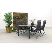 Hartman Salvatore/Kings 4-persoons verstelbare tuinset 180x100 cm. - Antraciet
