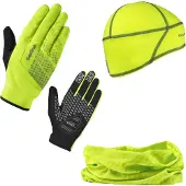 Gripgrab Hi-Vis Cycling Essentials Handschoenen + Nekband + Onderhelm Pak Fluoriserend Geel