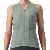 Castelli Anima 4 mouwloos fietsshirt groen Defender rood Persian voor dames, Maat XS